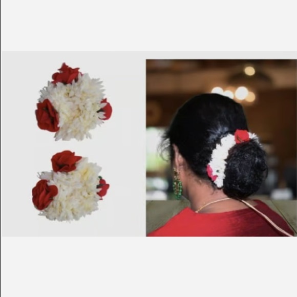 Artificial Jasmine Gajra desi Scrunchie White 2pc - Picture 4 of 5